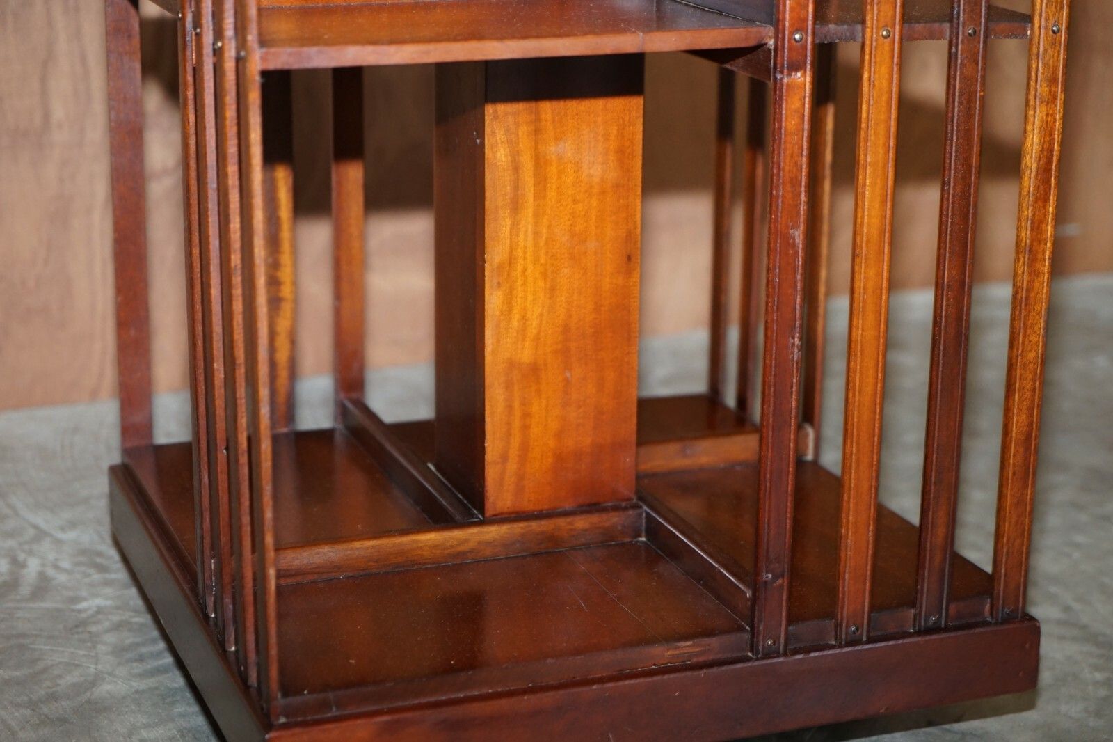 Antique Sheraton Revival Mahogany & Satinwood Revolving Bookcase Side End Table photo buy