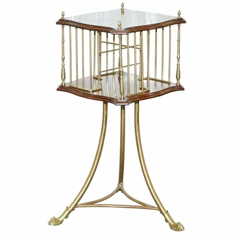 Ornate 19th Century Mahogany And Brass Revolving Bookcase In The Regency Style