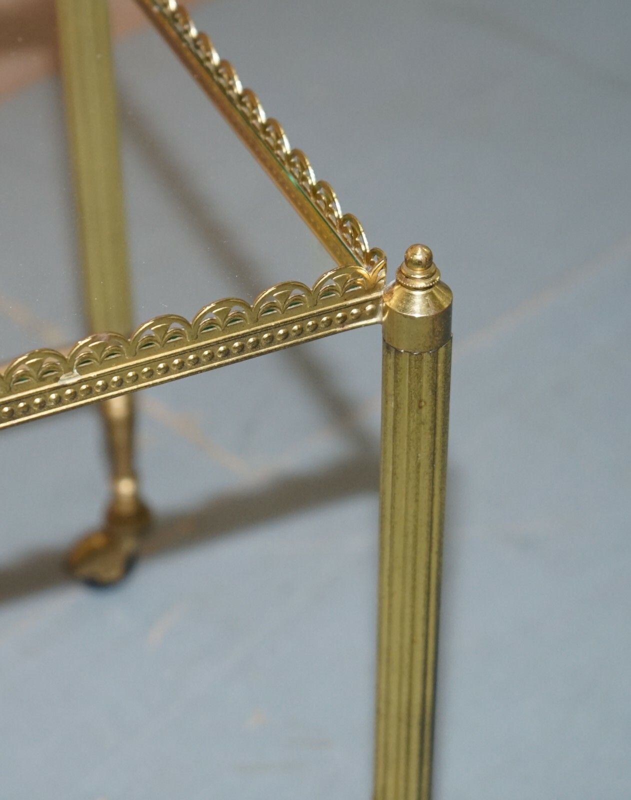 photo furniture Nest Of Three Brass & Glass Trolley Tables By Maison Bagues France Mid Century