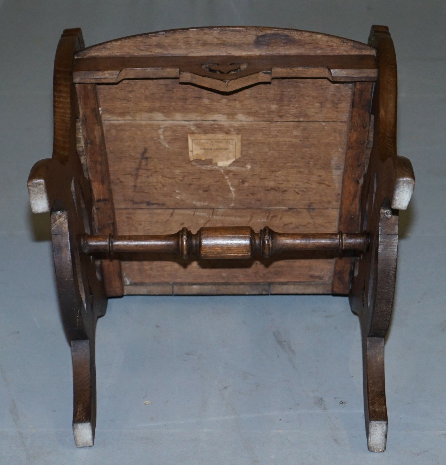 Furniture Original Criddle & Smith Stamped Victorian Walnut Gothic Revival Church Armchair photo