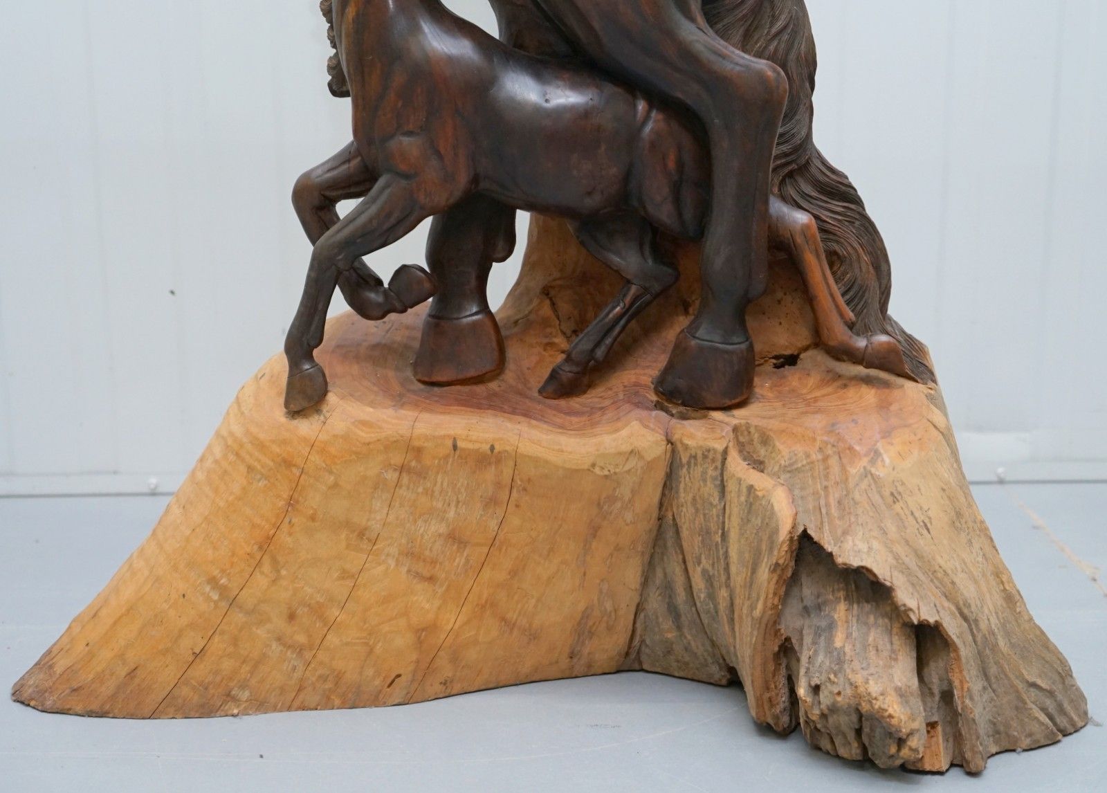 Stunning 160cm Tall Hand Carved Sculpture Of Rearing Horse And Foal Must See! photo buy