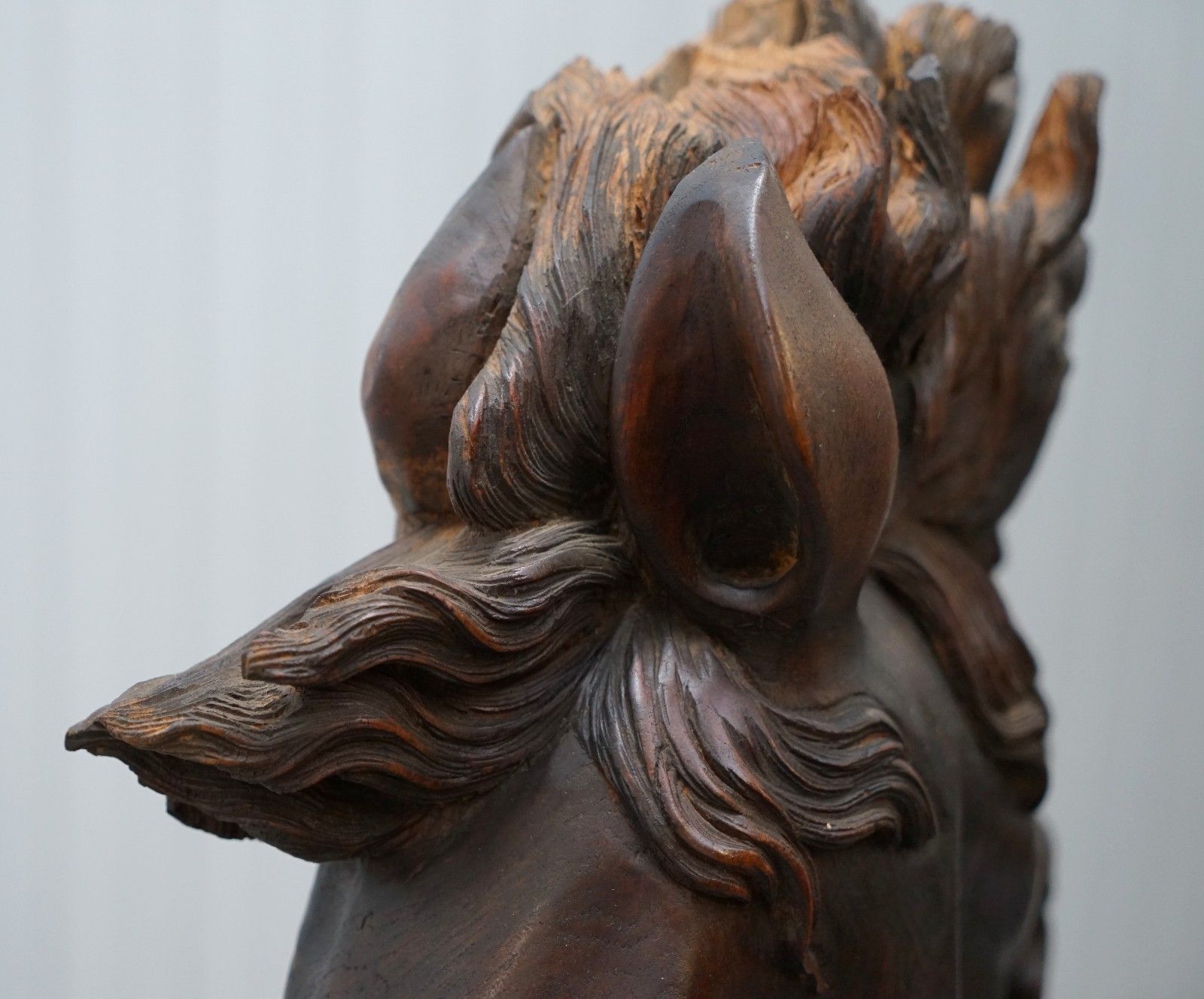 1350.0 Stunning 160cm Tall Hand Carved Sculpture Of Rearing Horse And Foal Must See! photo