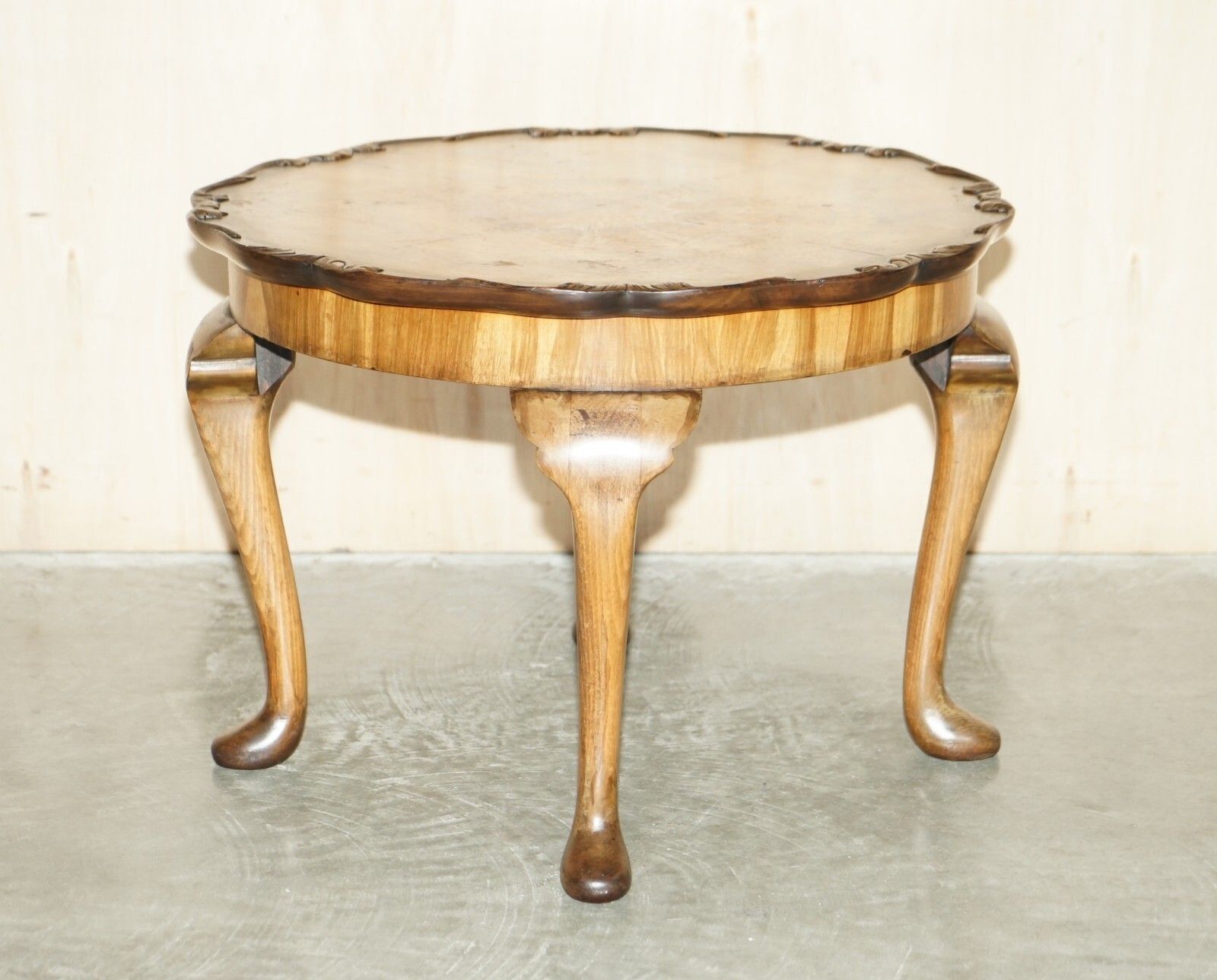Exquisitely Hand Carved  Burr Walnut Coffee Cocktail Table Cabriole Legs photo furniture