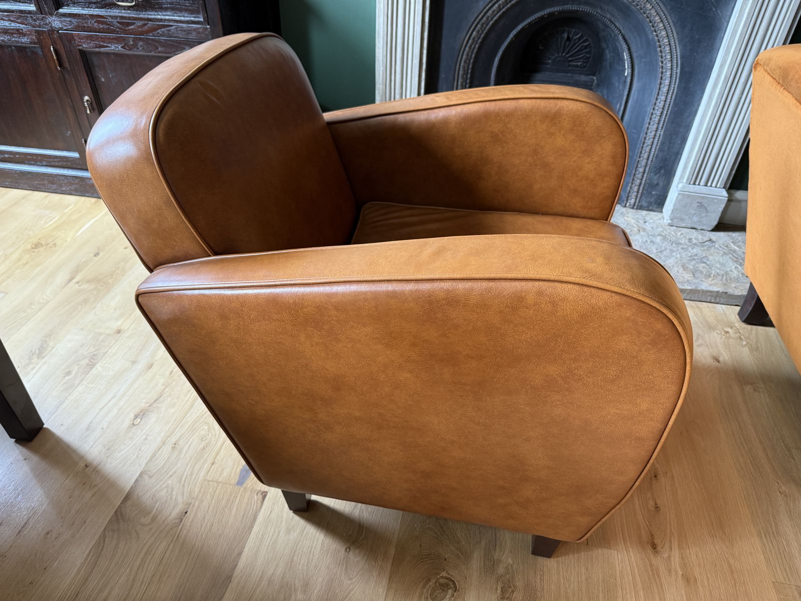 Laura Ashley Brandon (Art Deco/Club) Arm Chair Tan Leather photo 600.0