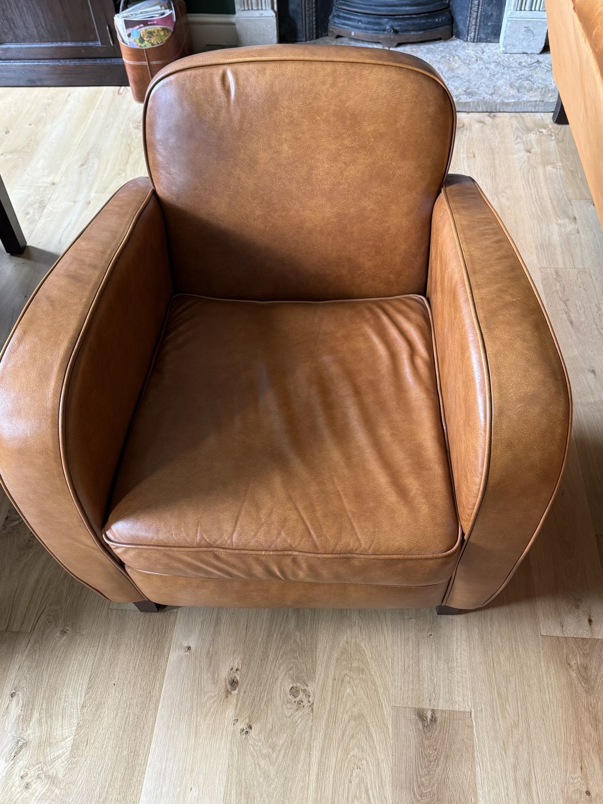 Laura Ashley Brandon (Art Deco/Club) Arm Chair Tan Leather photo vinterior