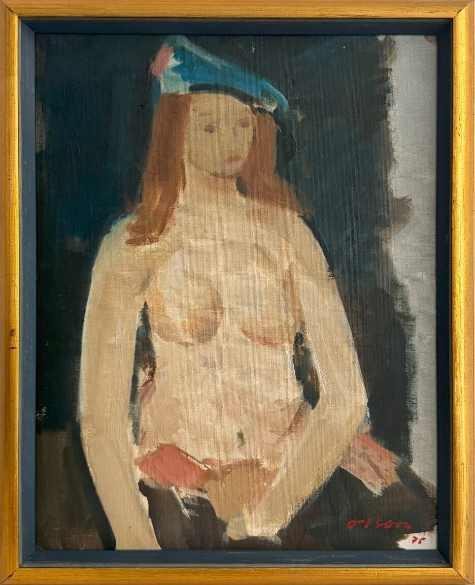 'Nude In A Blue Bonnet, 1975' By Ove Olson