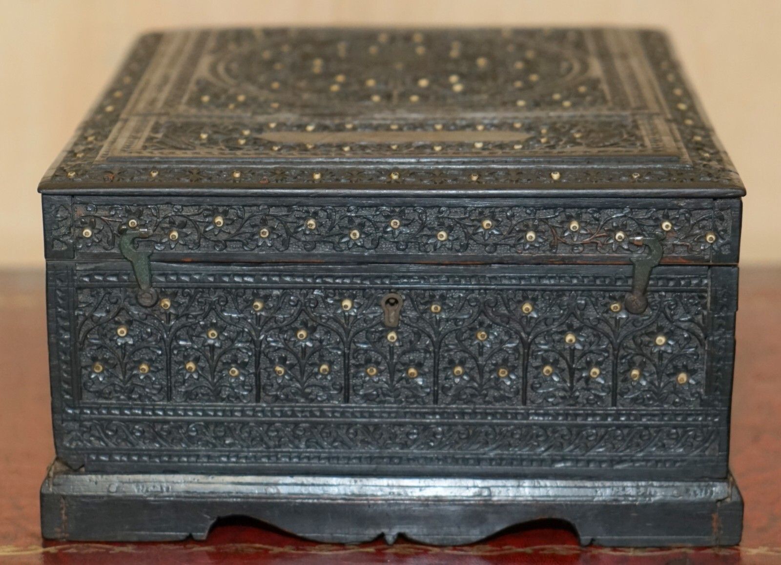 Antique Circa 1880 Burmese Hand Carved Sewing Box With The Original Contents photo Home Decor