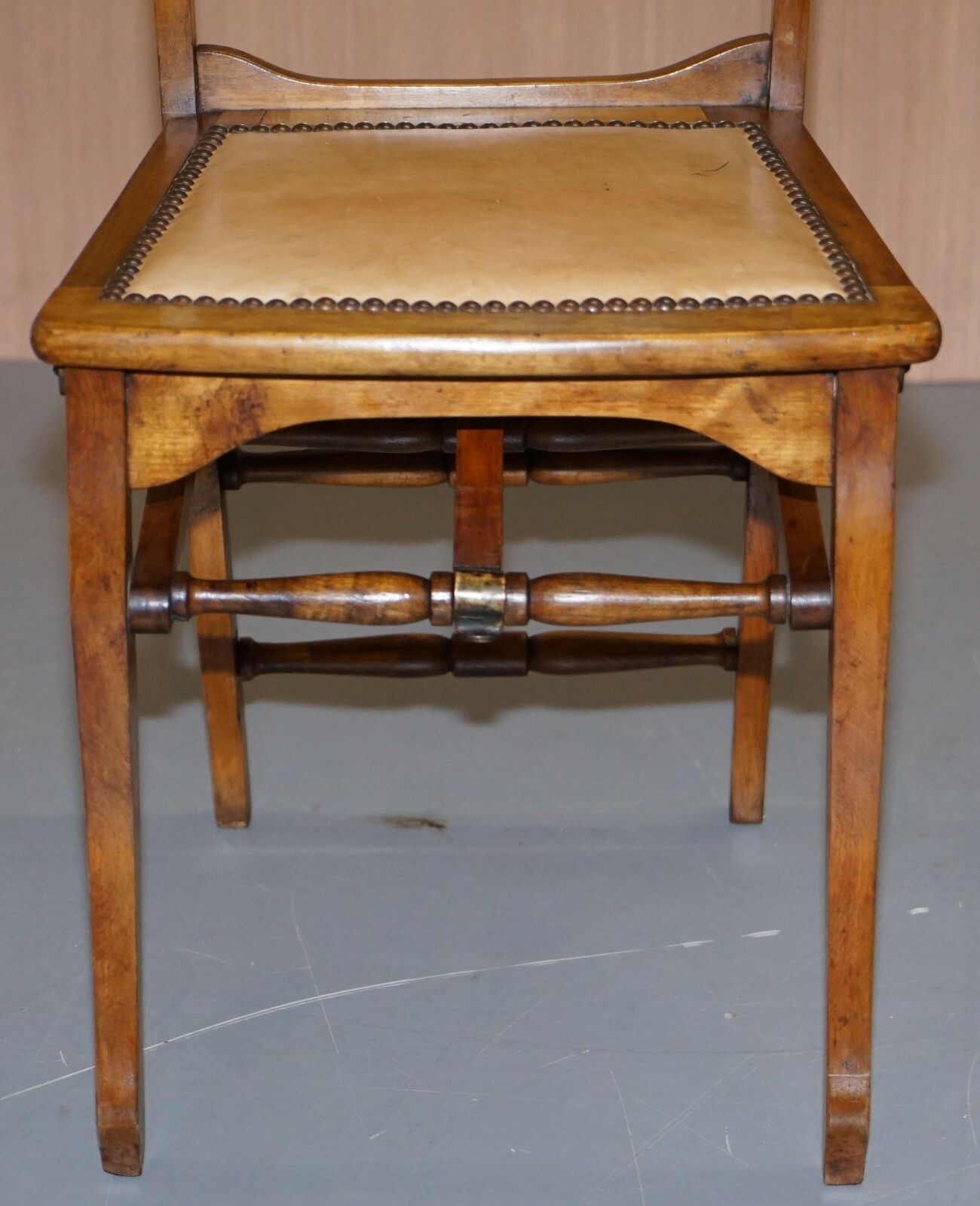 Rare Circa 1890 Solid Fruitwood Brass Fitting Military Campaign Folding Chair photo vinterior