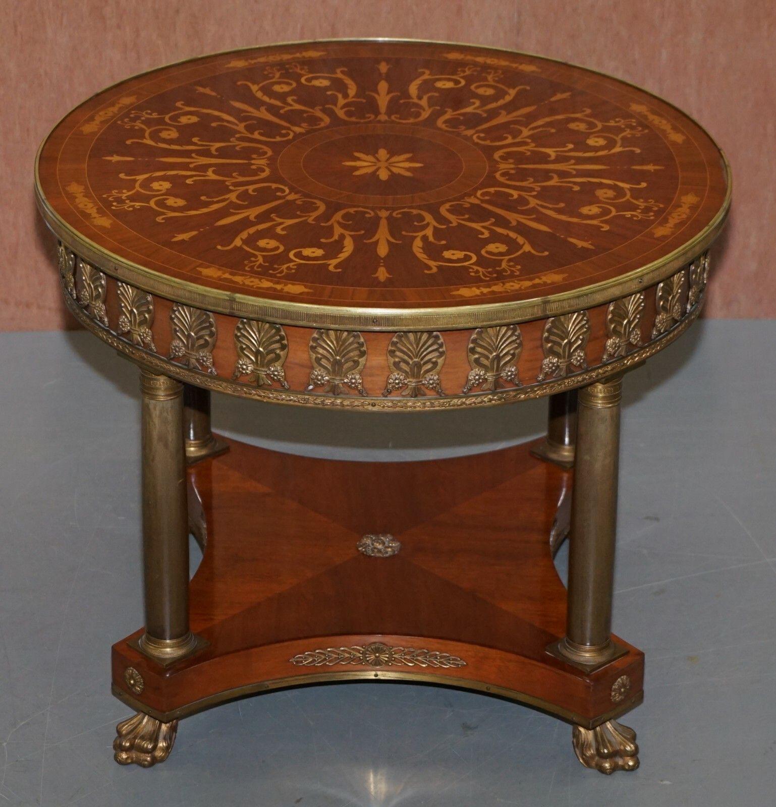 Large Occasional Side Lamp Wine Table Patinated Bronze Fixtures Lion Paw Feet photo furniture