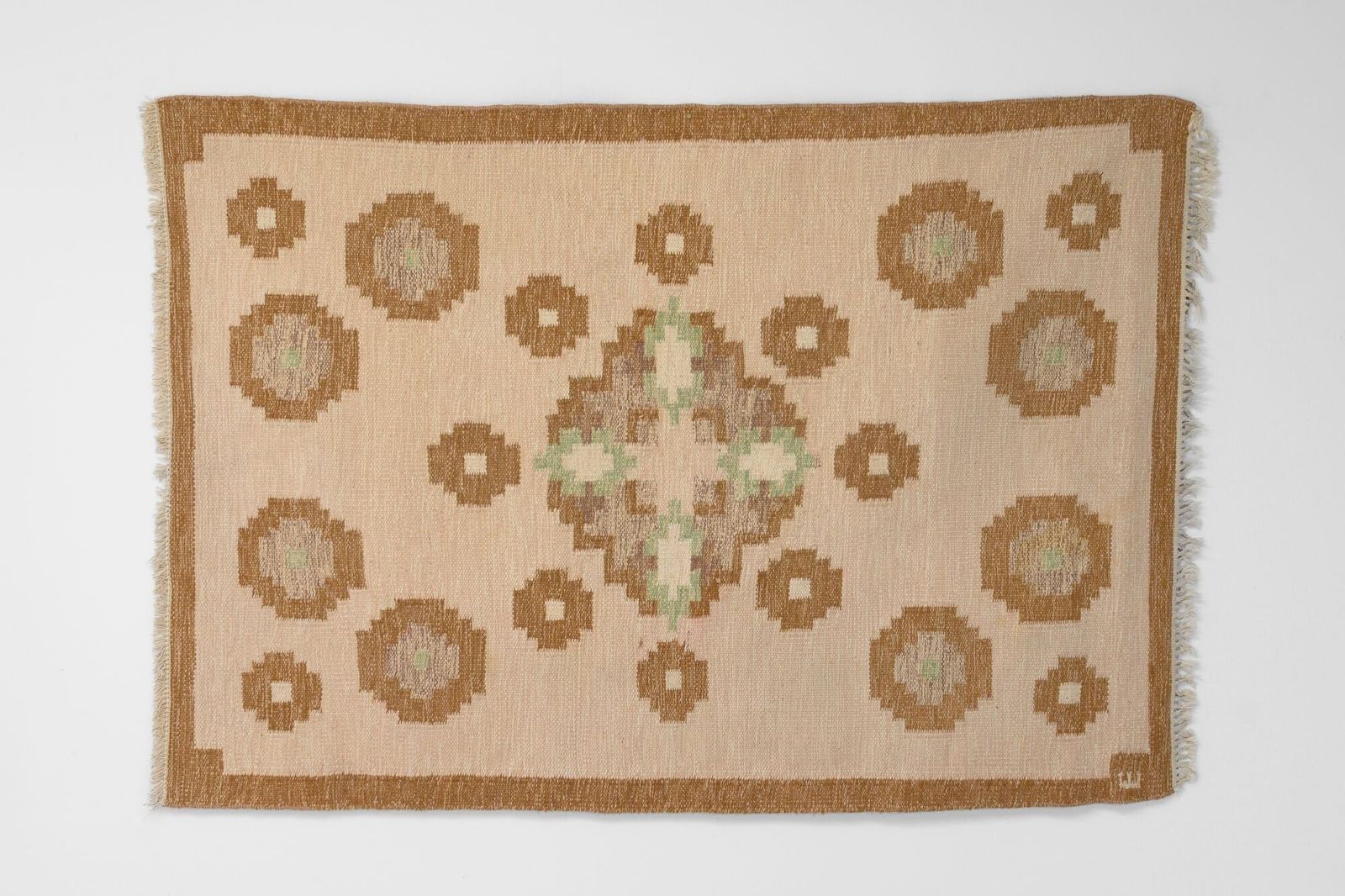 Swedish Kilim Signed E
