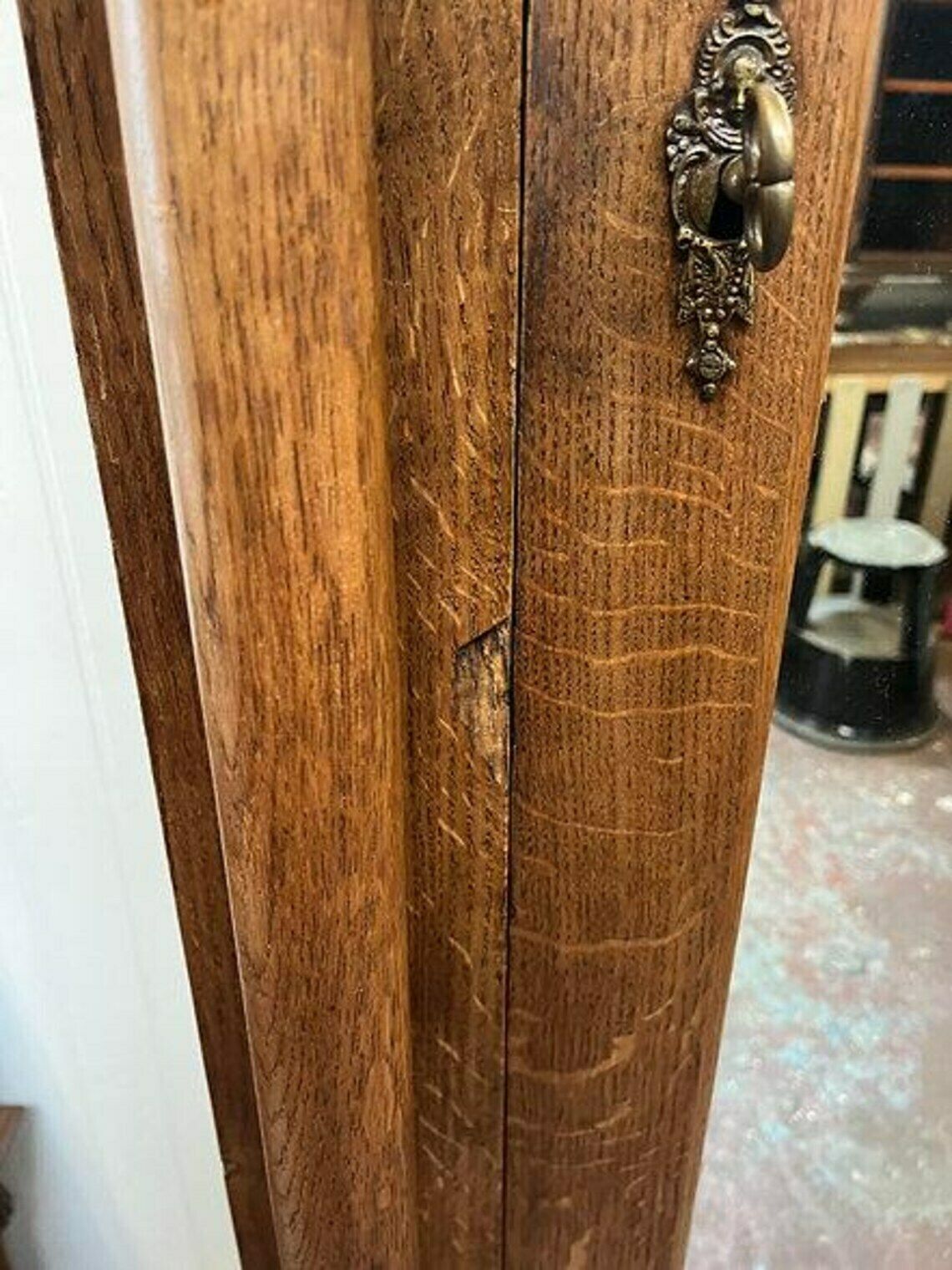 Antique 19th Century French Louis XV Oak Mirrored Armoire/Wardrobe With Drawers photo for sale