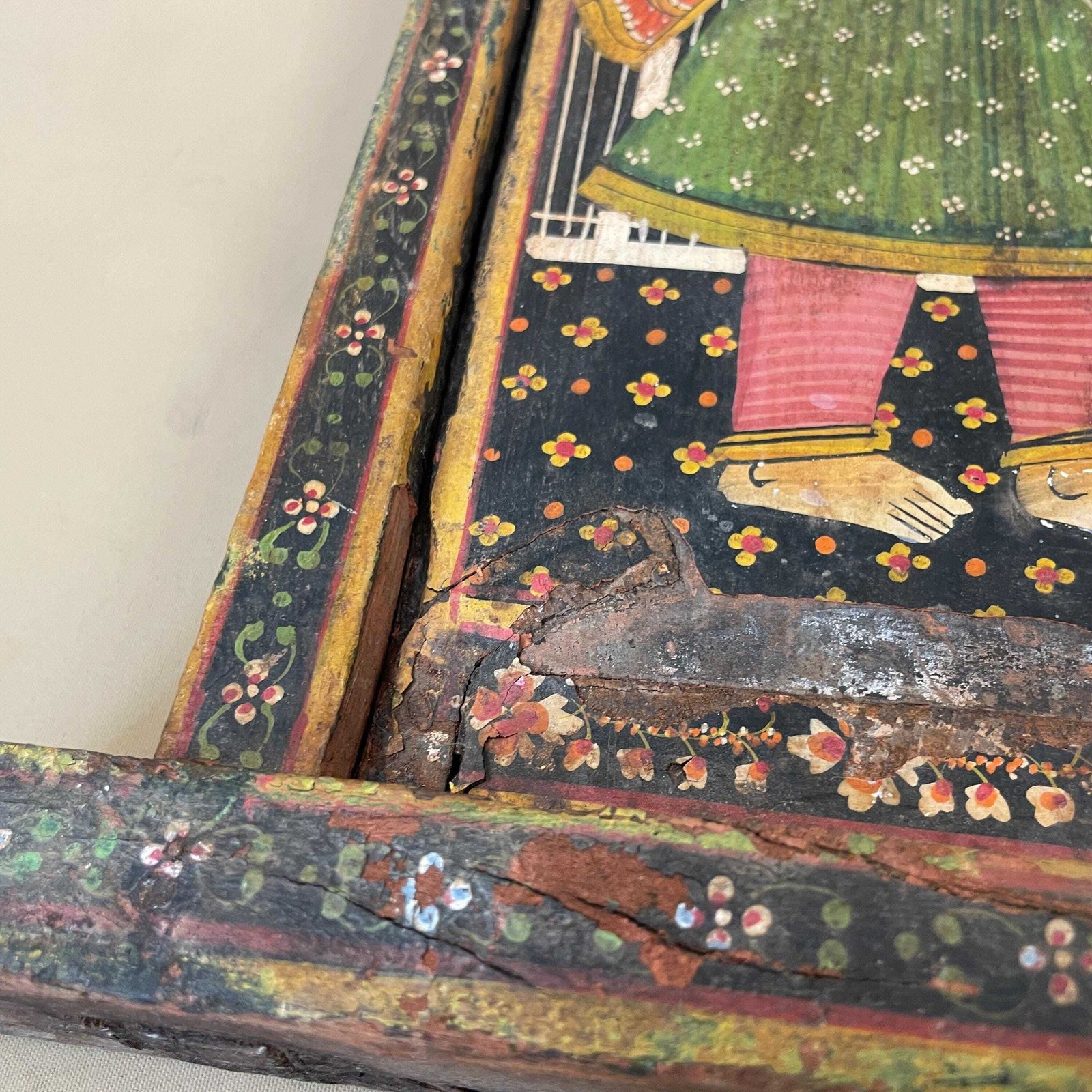 photo furniture Indian Radha Krishna Bikaner Window Hand Painted Decorative Artwork Wooden Traditional Hindu Mythology Shutters Rustic Antique