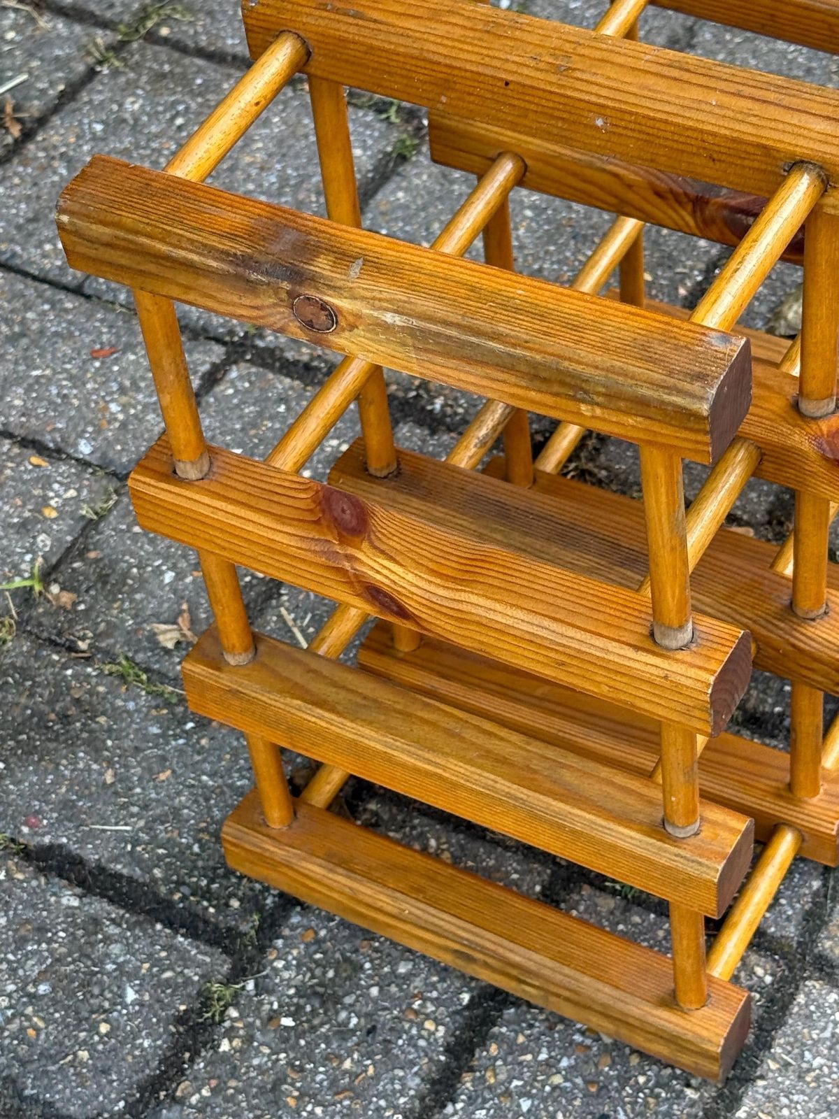 Vintage 1970s Pine Wine Rack – Rustic 9 Bottle Wooden Storage Holder – Retro Mid Century Kitchen Or Home Bar Decor photo Furniture