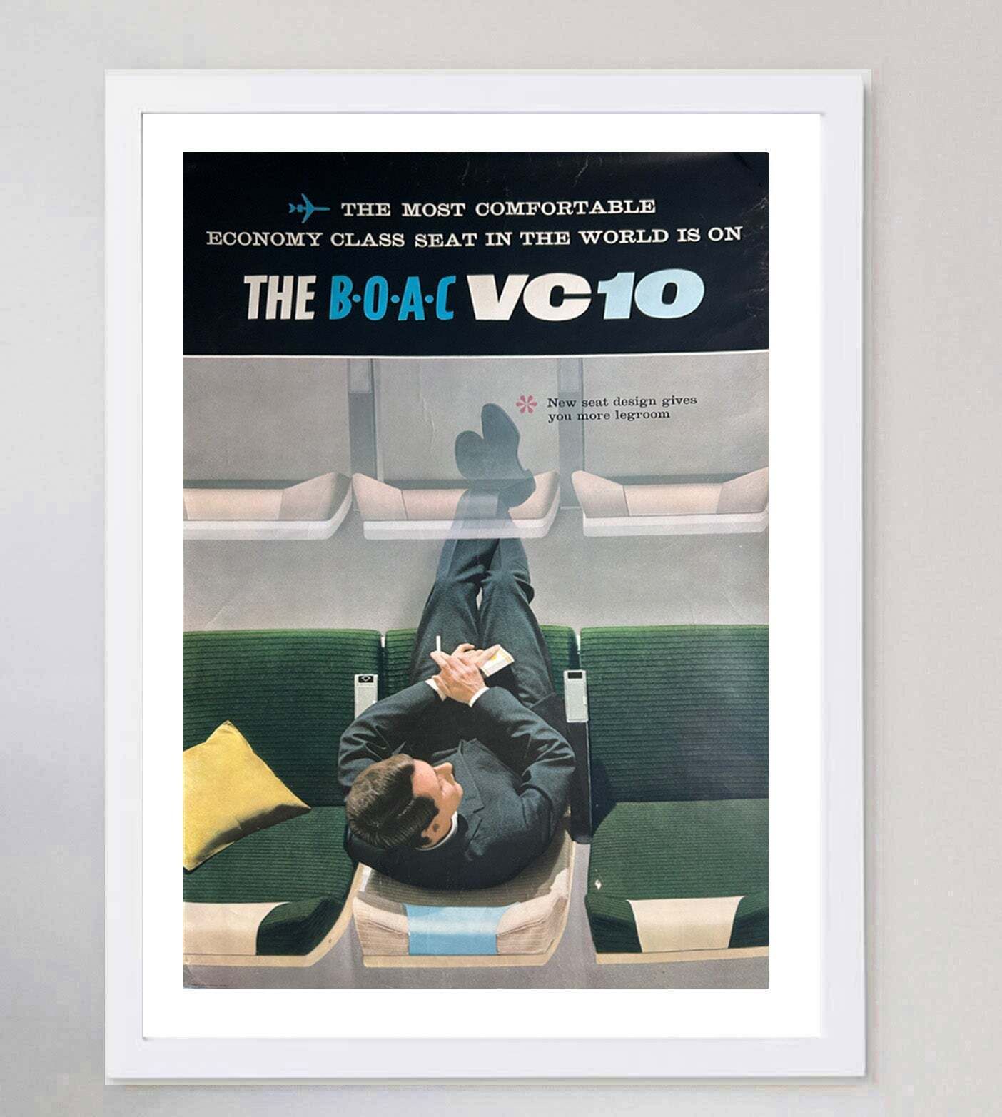 Boac   Vc10 Economy Class   Original Vintage Poster photo for sale
