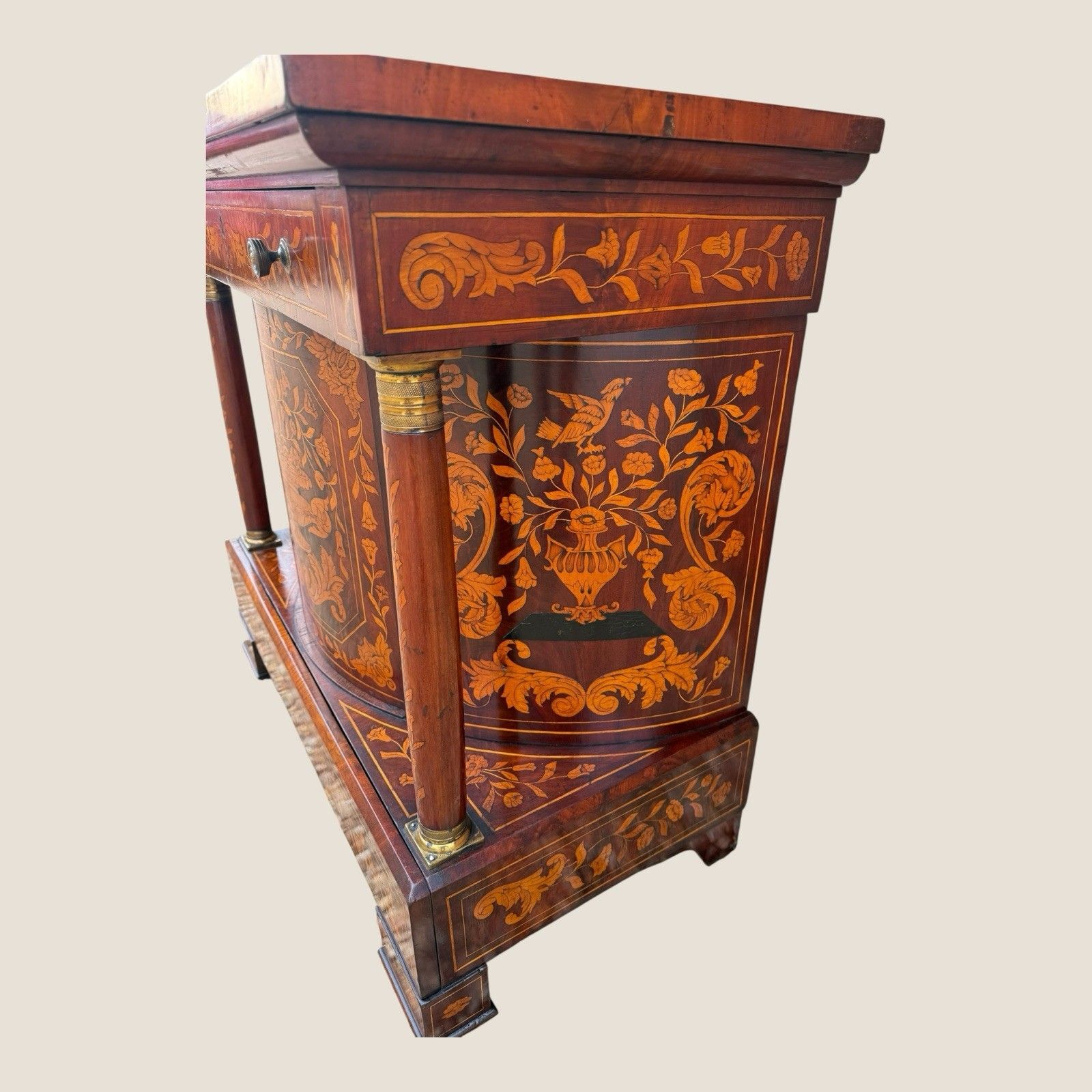 photo vintage Antique 18th Century Dutch Marquetry Mahogany Console Wall Table Cabinet