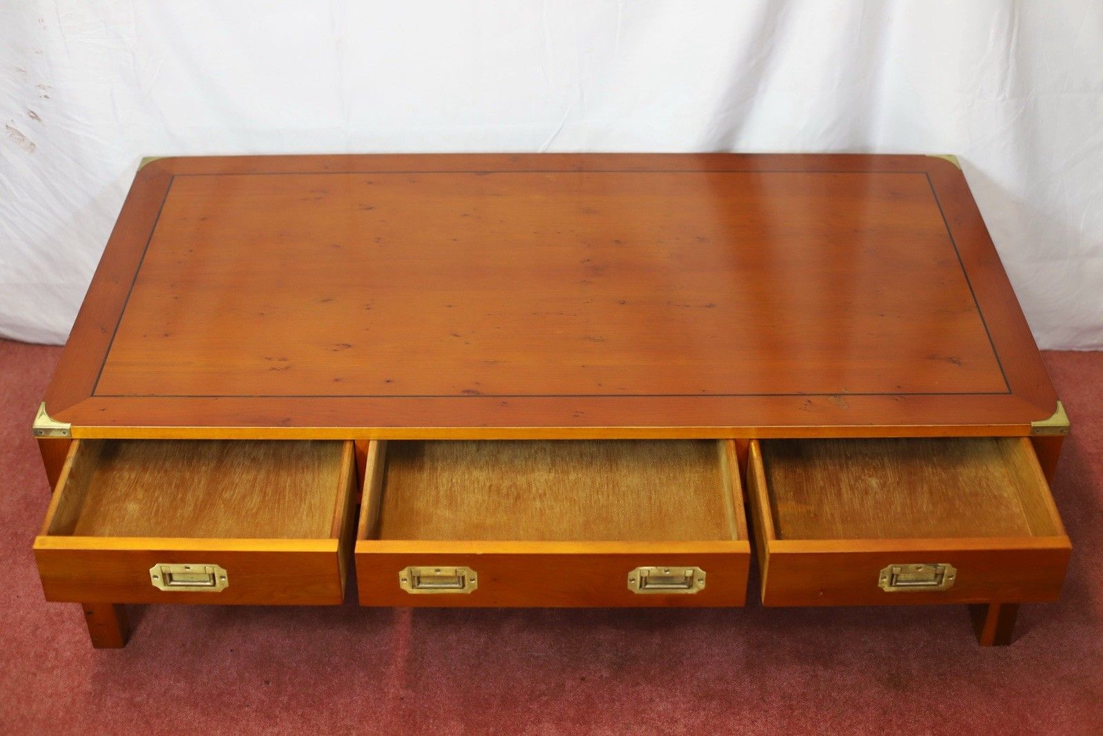 Lovely 1960 Yew Wood Military Campaign Style Coffee Table photo furniture