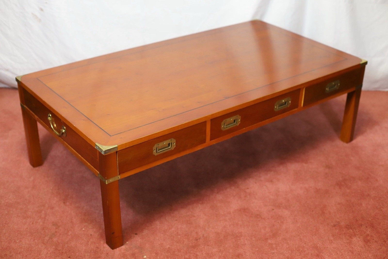 Lovely 1960 Yew Wood Military Campaign Style Coffee Table photo for sale