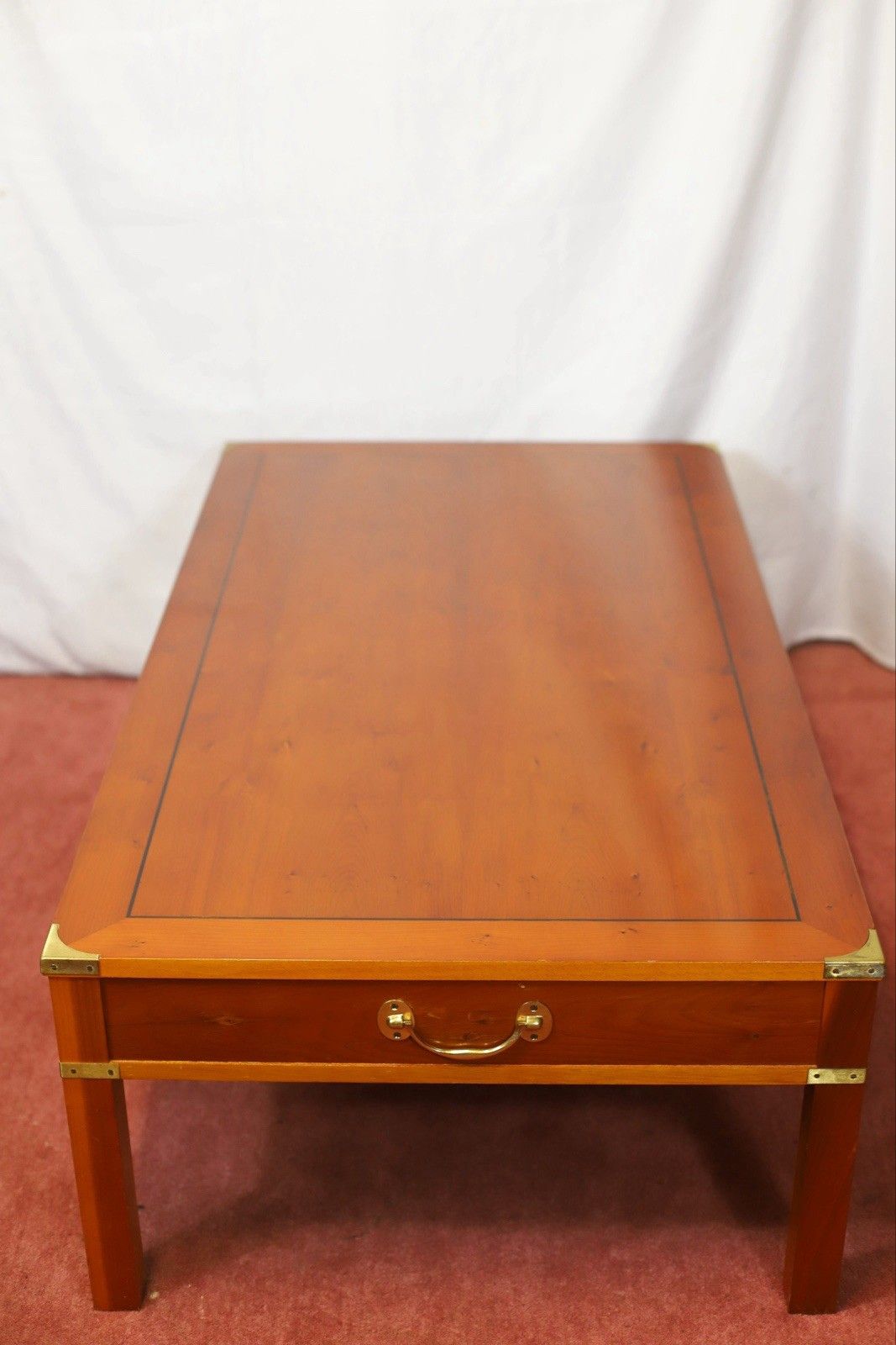 Lovely 1960 Yew Wood Military Campaign Style Coffee Table photo Furniture
