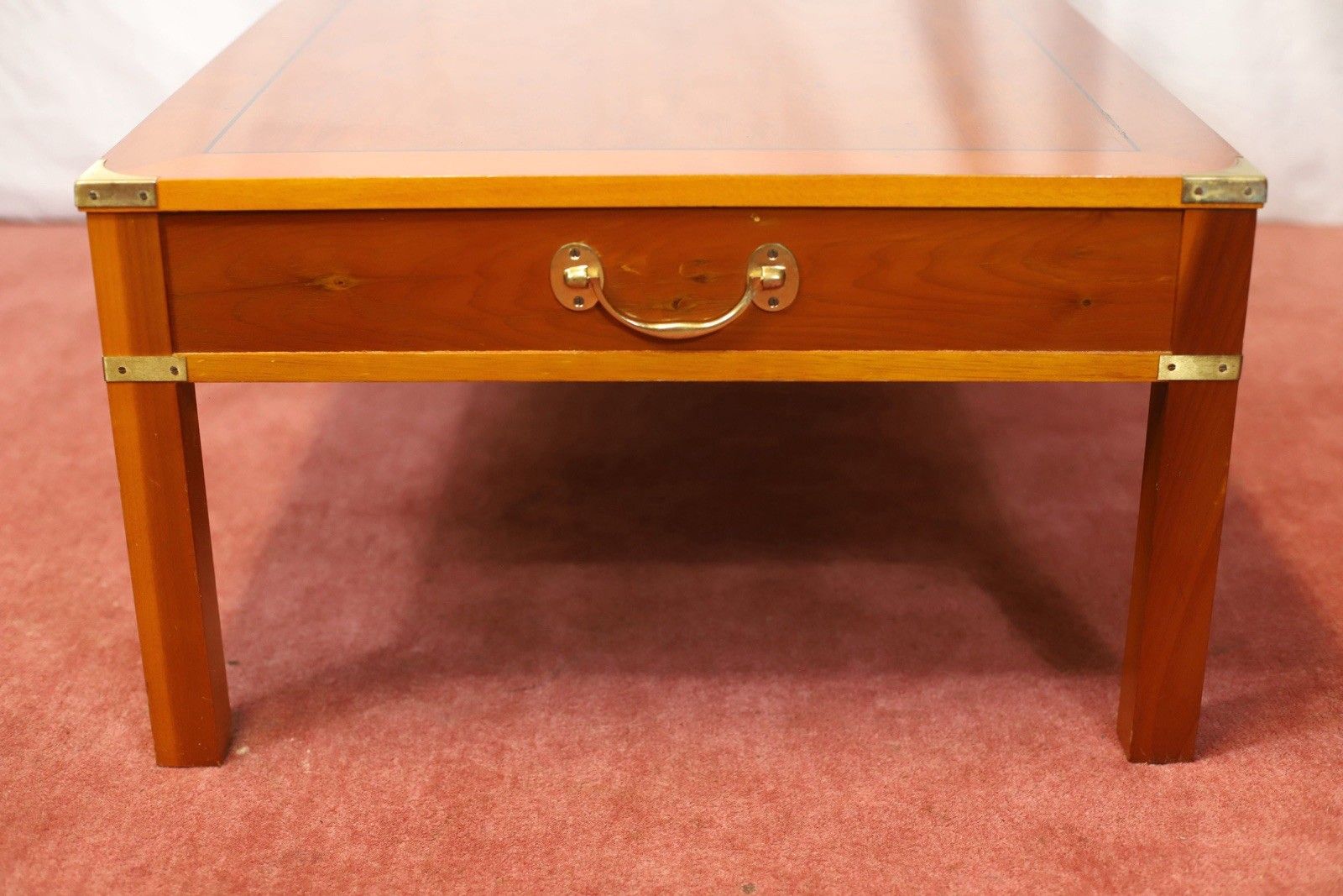 Lovely 1960 Yew Wood Military Campaign Style Coffee Table photo 595.0