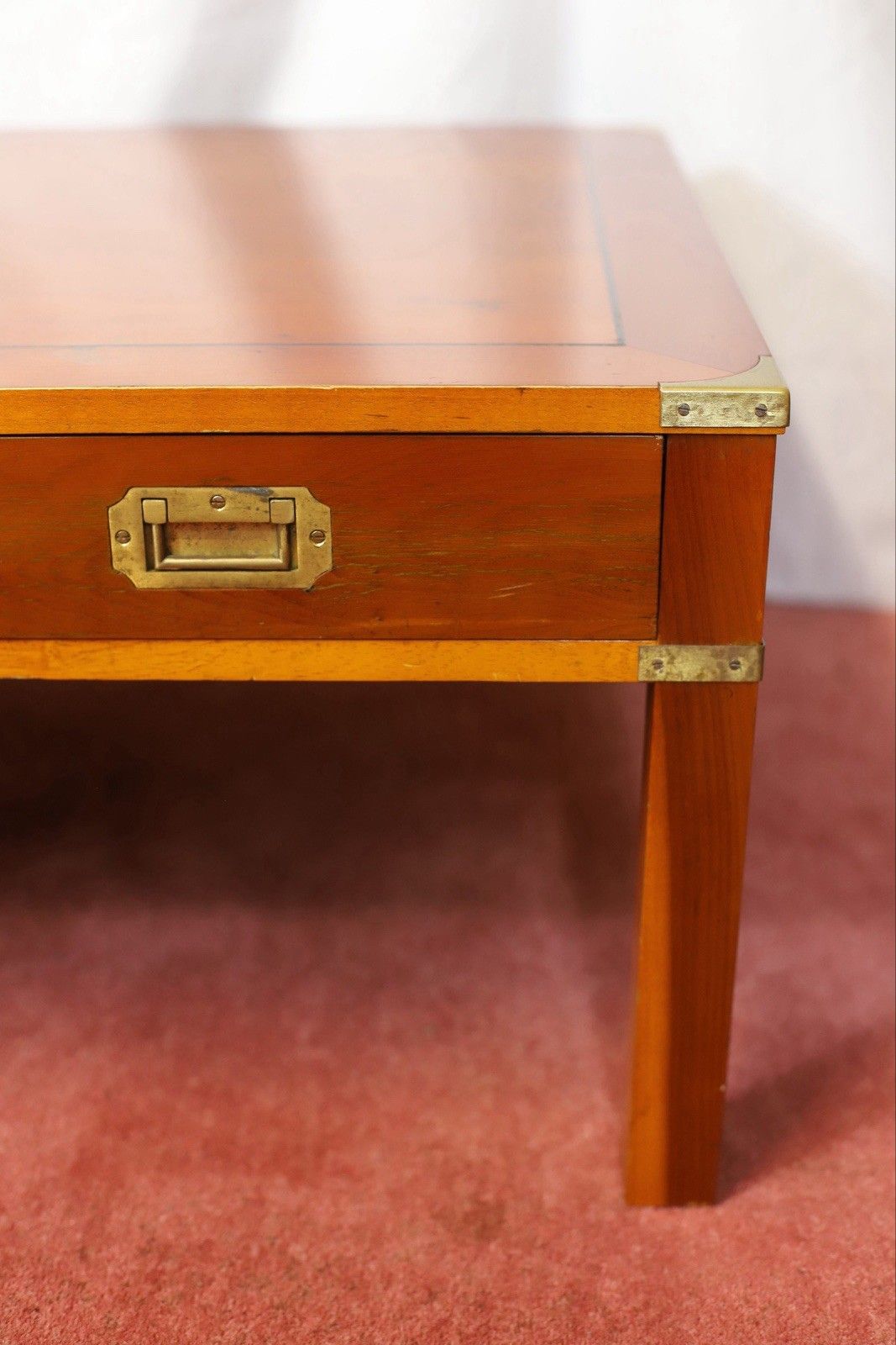 photo buy Lovely 1960 Yew Wood Military Campaign Style Coffee Table