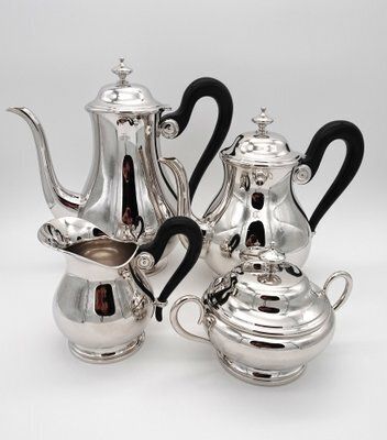 Antique Silver Plated Coffee Service With Tray By Otto Wiskemann, 1940s, Set Of 5 photo for sale
