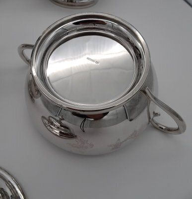 Home Decor Antique Silver Plated Coffee Service With Tray By Otto Wiskemann, 1940s, Set Of 5 photo