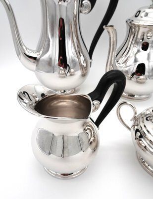 1093.0 Antique Silver Plated Coffee Service With Tray By Otto Wiskemann, 1940s, Set Of 5 photo