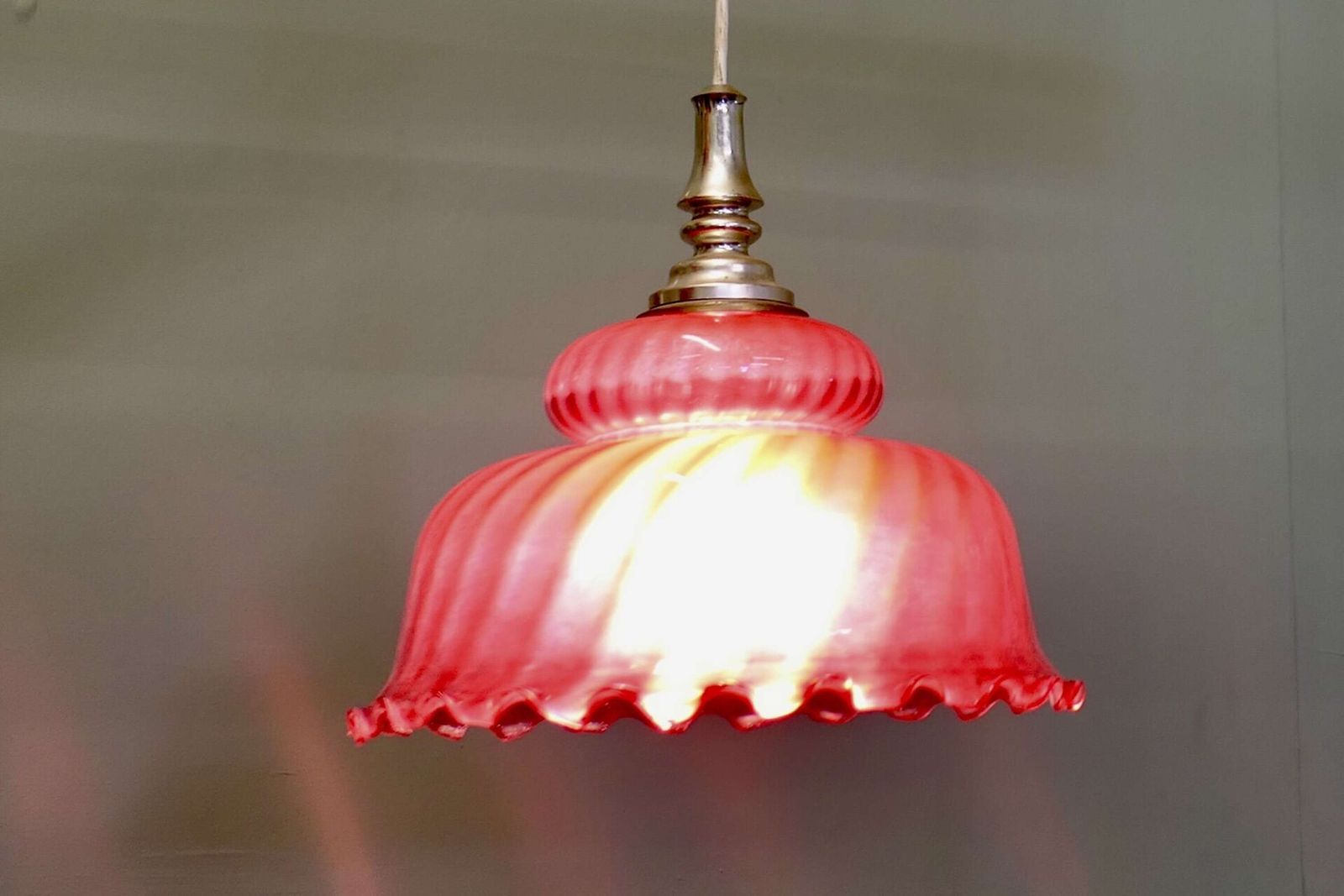 Large Victorian Ruby Glass Ceiling Pendant Lampshade photo buy