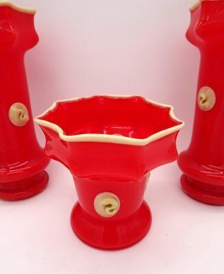 Bohemian Art Deco Prunt Tango Vases In Glass From Kralik, 1930s, Set Of 3 photo for sale
