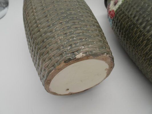 photo for sale Eichwald Bohemain Art Deco Ceramic Vases, 1920s, Set Of 2