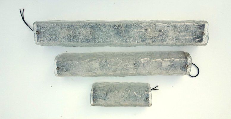Large Wall Lamps In Glass From Rzb Leuchten, 1970s, Set Of 3