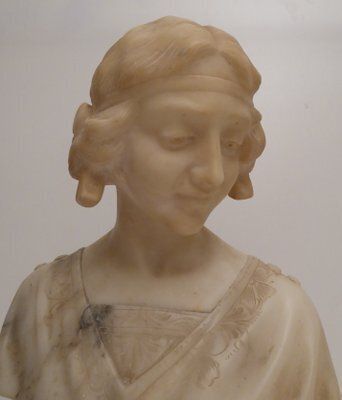 Antique Art Nouveau Carved Alabaster Bust, 1920s photo for sale