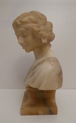 Antique Art Nouveau Carved Alabaster Bust, 1920s photo 1293.0