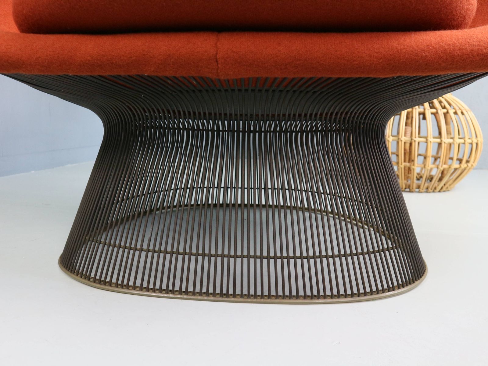 photo for sale Early Bronze Lounge Chair By Warren Platner For Knoll 1960s In Rust Red