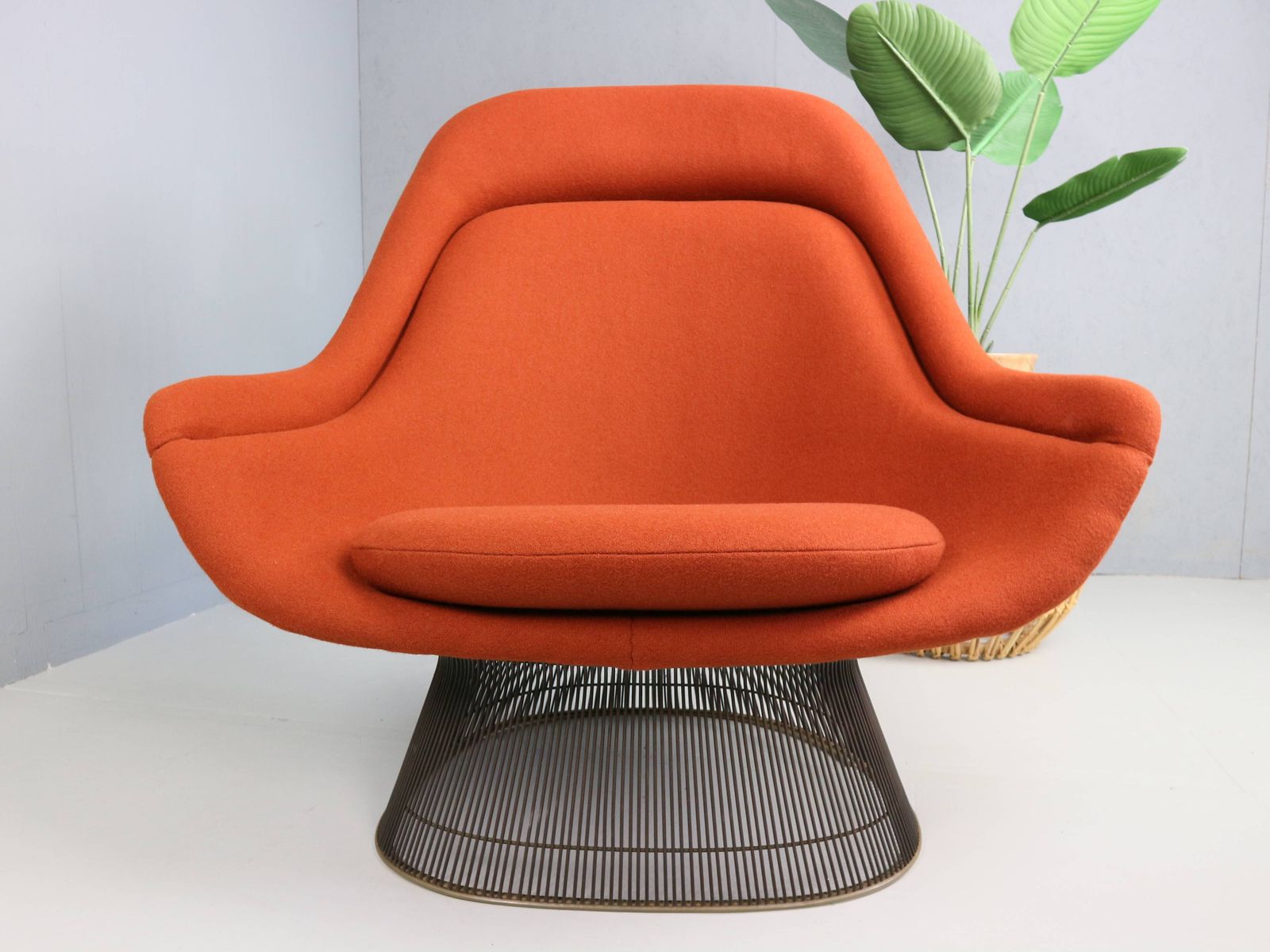 5500.0 Early Bronze Lounge Chair By Warren Platner For Knoll 1960s In Rust Red photo