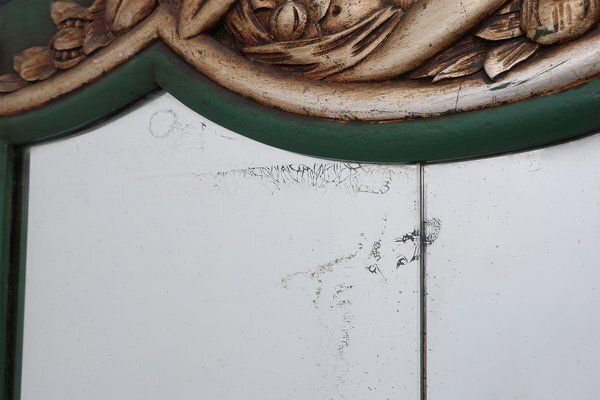 Art Deco French Mirror In Green Carved Wood, 1930s photo 3128.0