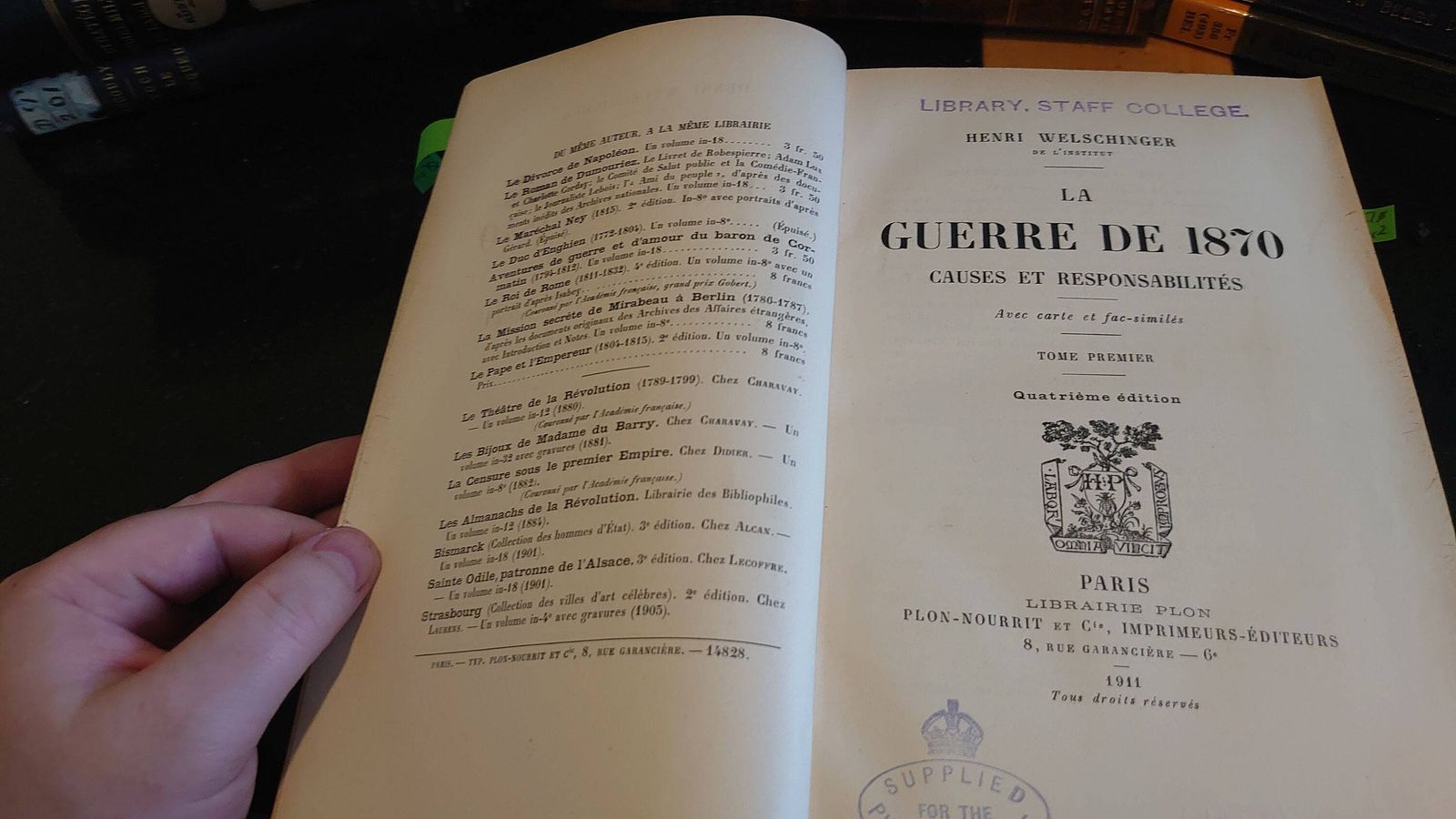 La Guerre De 1870 (Franco Prussian War)   Tomes (Volumes) I & II   Welschinger   Good To Very Good Condition   1911   In French photo for sale