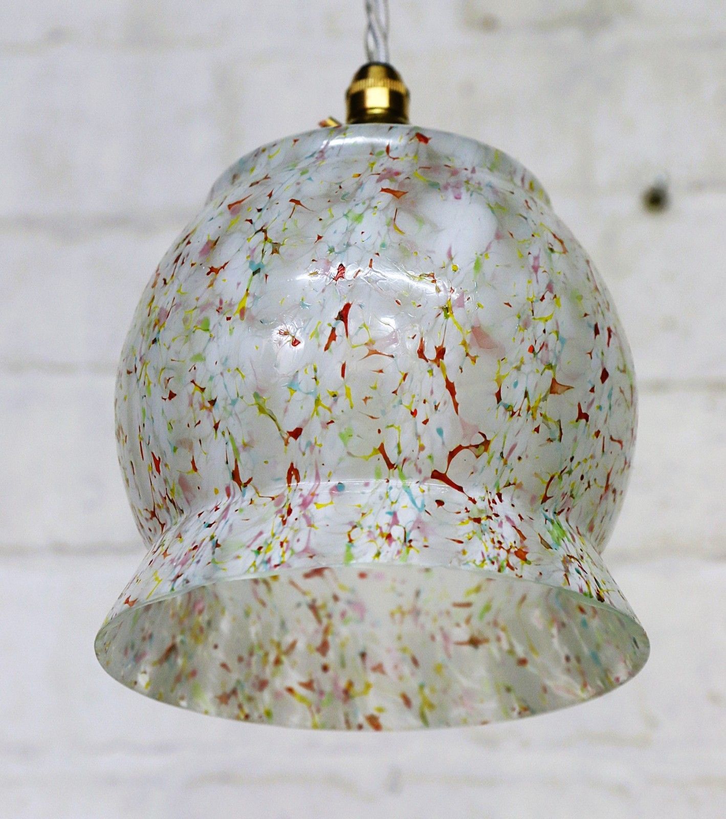 photo for sale Ceiling Light Unusual Antique Art Deco Pendant Splatter Glass New Fittings