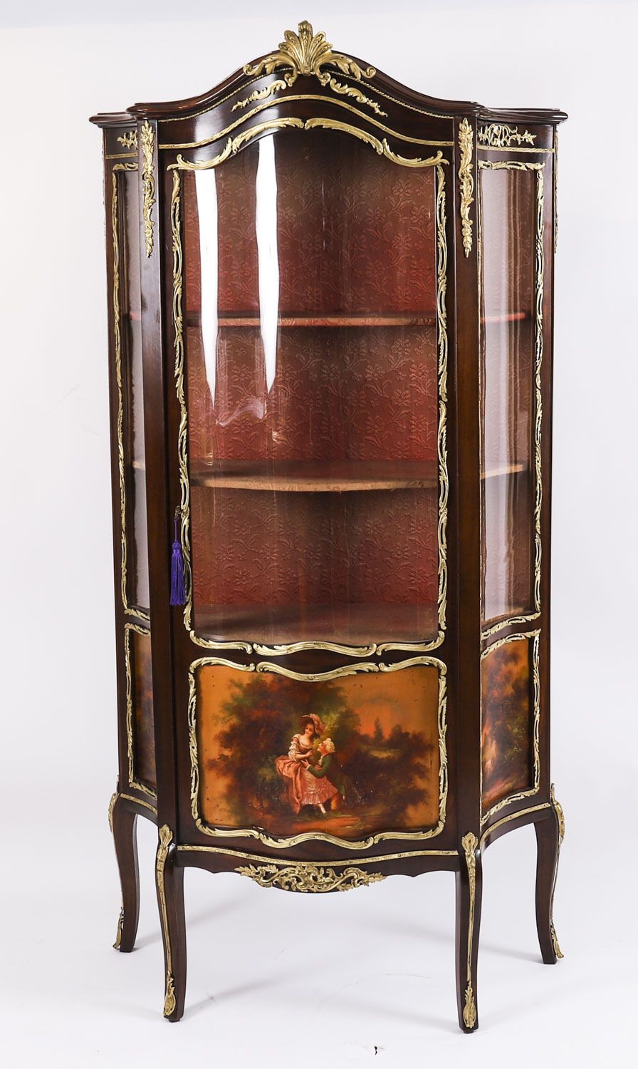 Antique Pair French Vernis Martin Vitrine Display Cabinets  19th C photo Furniture