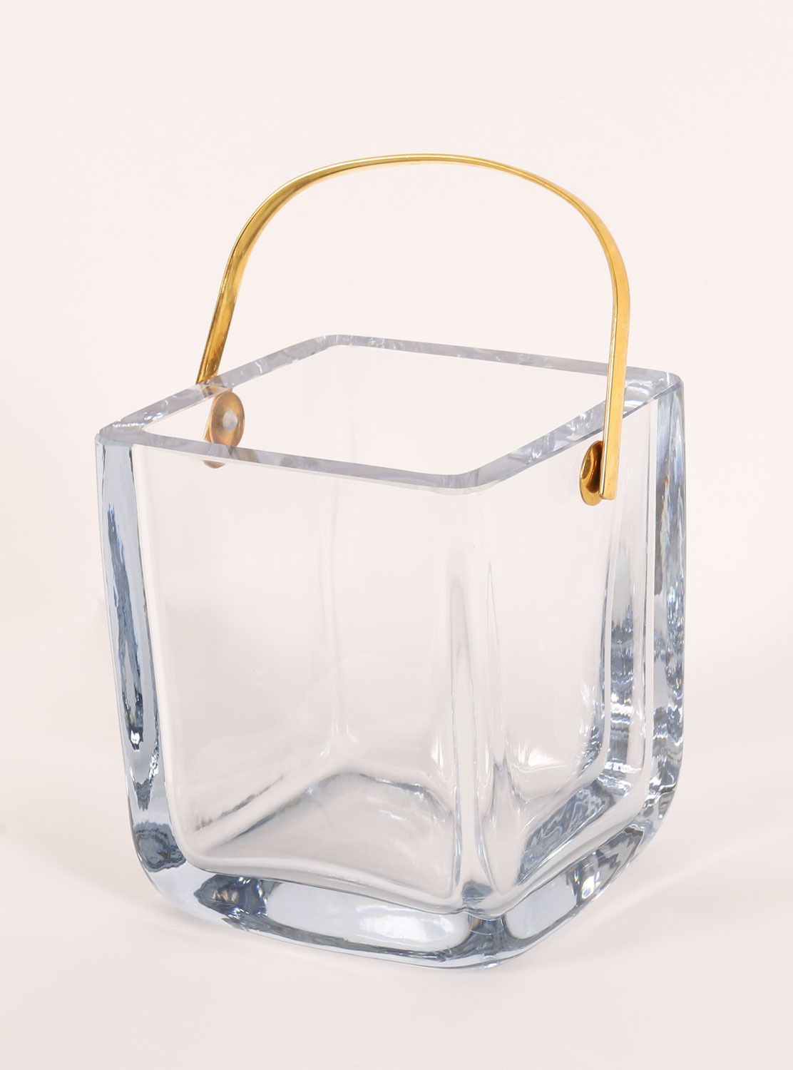 1775.0 Vintage Boxed Cartier Crystal Ice Bucket & Sterling Silver Gilt Tongs 20th C photo
