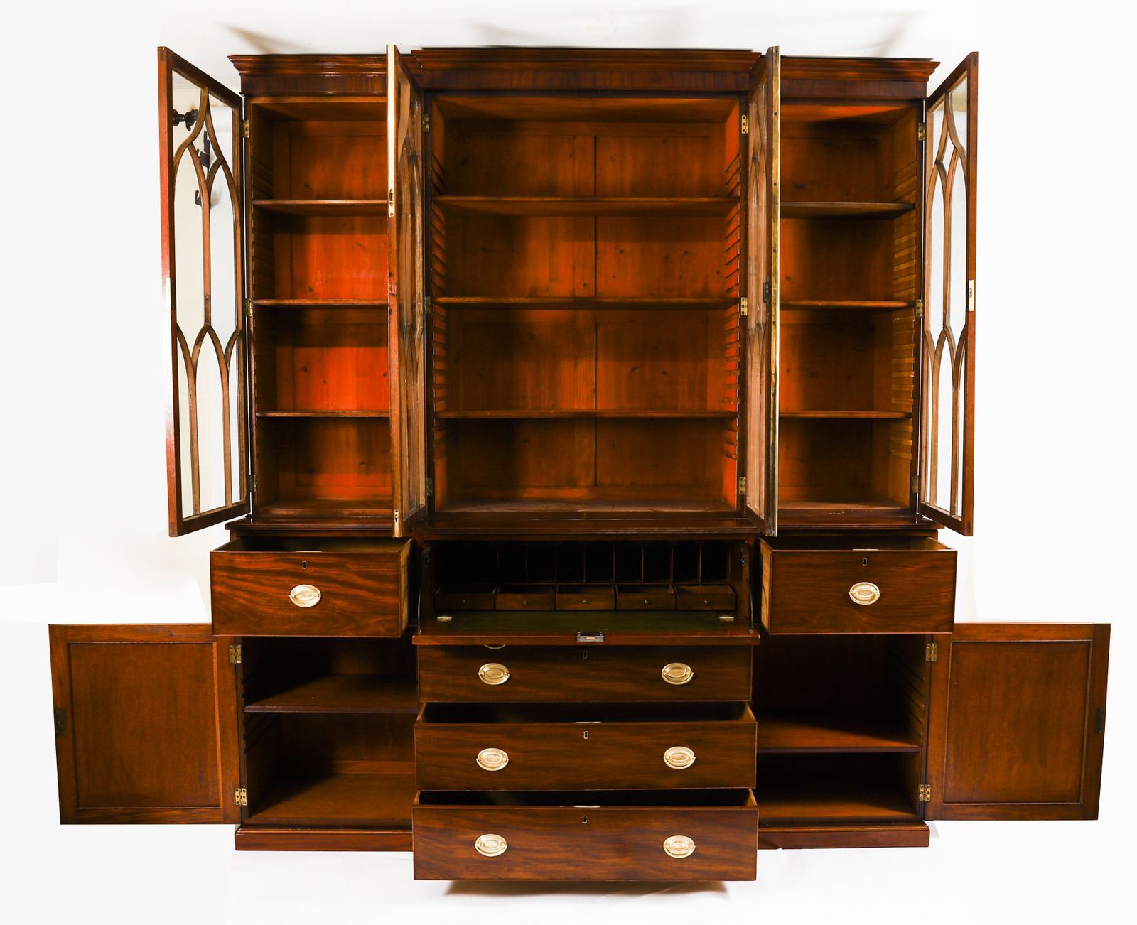 9750.0 Antique George III Secretaire Breakfront Bookcase Circa1820 19thc photo