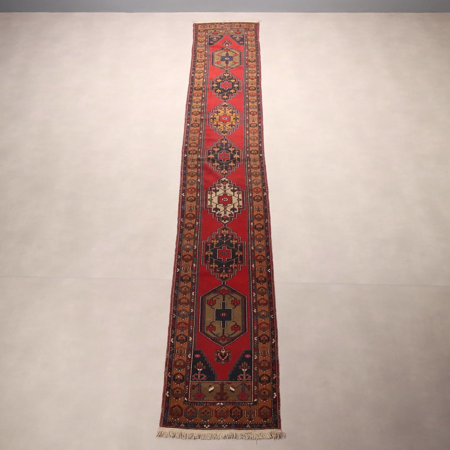 Antique Jorun Carpet Cotton Wool Thin Knot Turkey 195 X 29 In photo Textiles