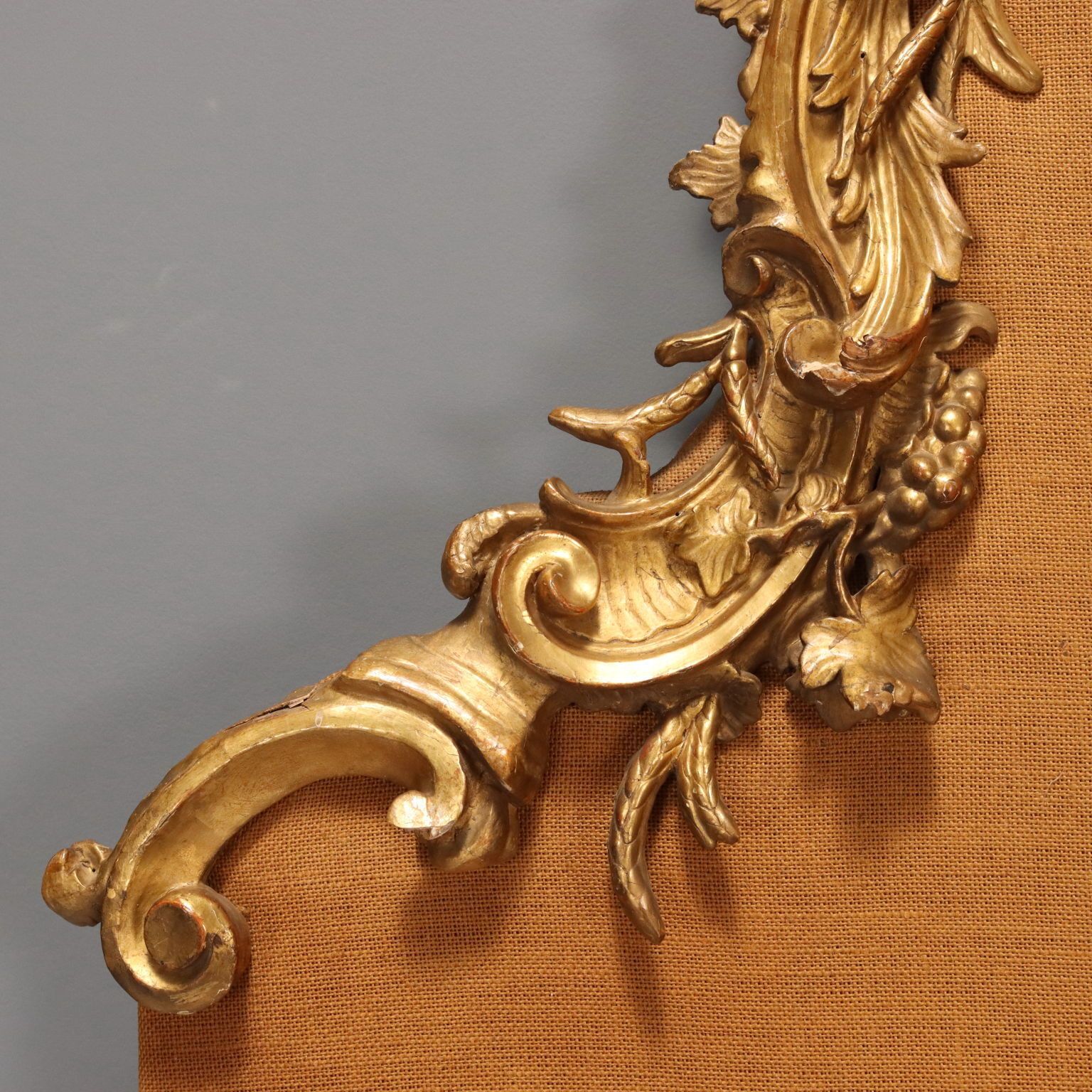 Antique Headboard Wood Fabric Italy XIX Century photo vinterior