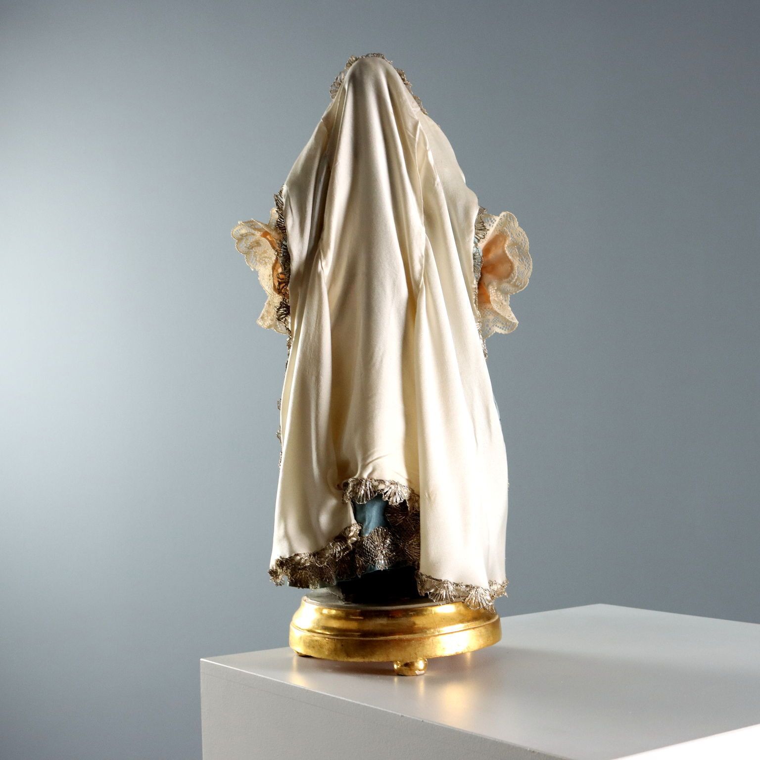 photo furniture Antique Sculpture Virgin Mary With Child Wax Italy XIX Century