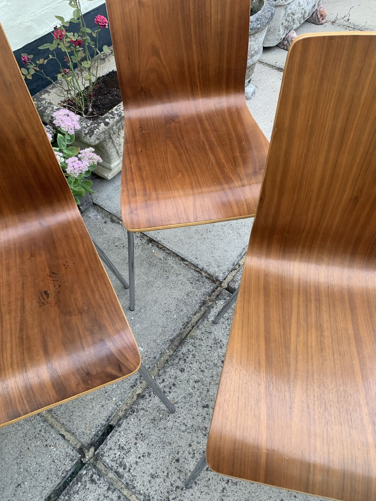 Set 4 Vintage Bent Plywood Chairs With Chrome Frame,  1960s photo furniture