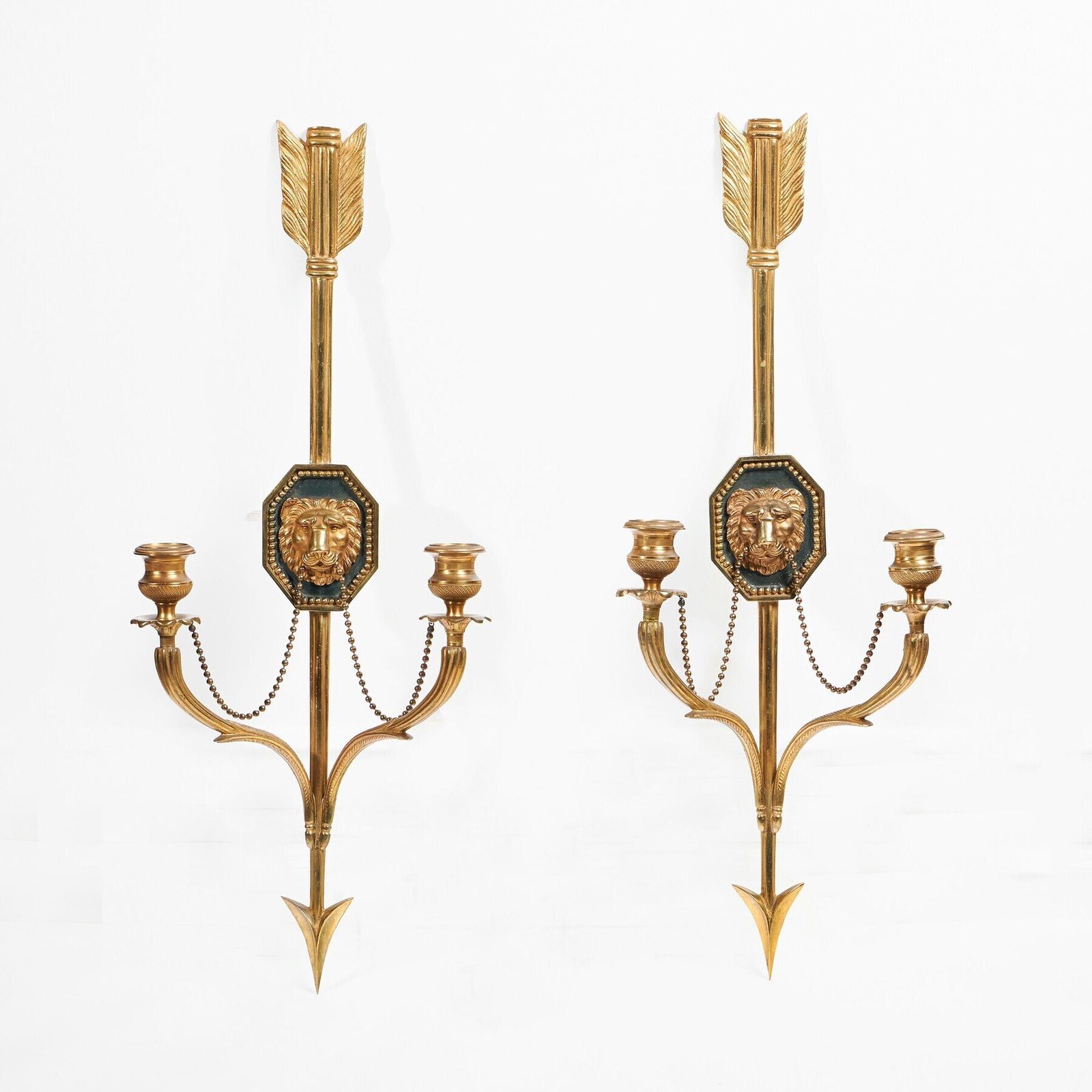 Fine Pair Of Italian Ormolu Wall Lights Or Appliques In The French Empire Style