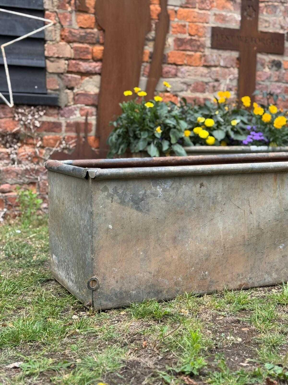 Rustic Galvanised Trough Garden Planter / Raised Bed Flower Plant Tree Pot 6a photo furniture