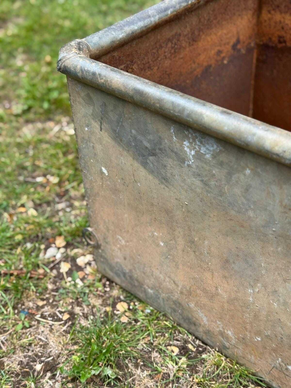 Rustic Galvanised Trough Garden Planter / Raised Bed Flower Plant Tree Pot 6a photo vinterior