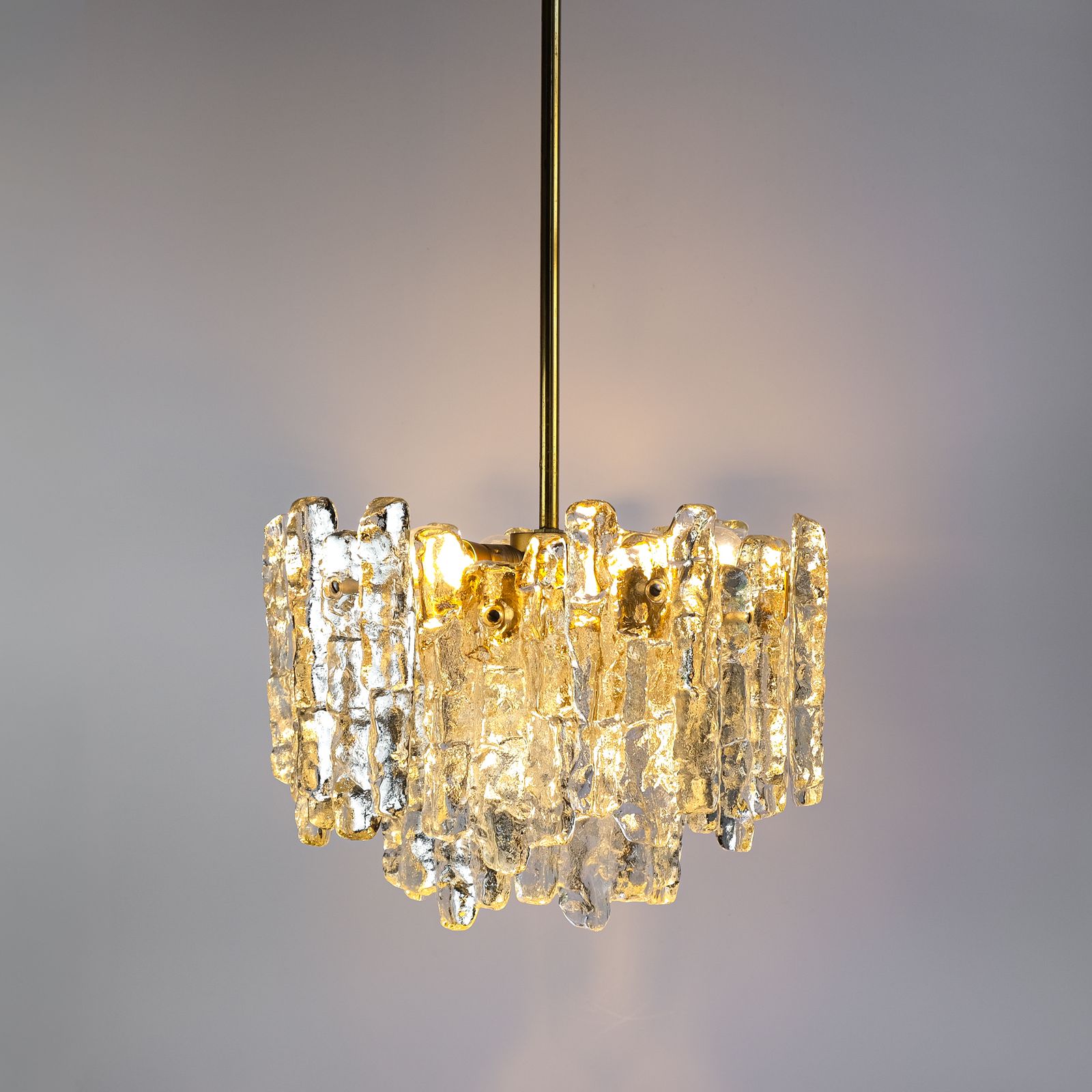 Mid Century Ice Glass & Brass Chandelier By J.T. Kalmar, Austria C.1970s photo furniture