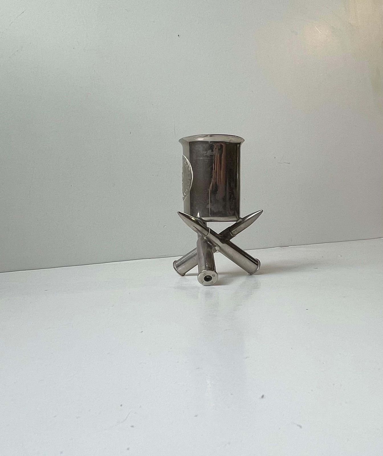 Ww1 Trench Art Cigarette Holder In Silver Plated Brass, 1910s photo furniture